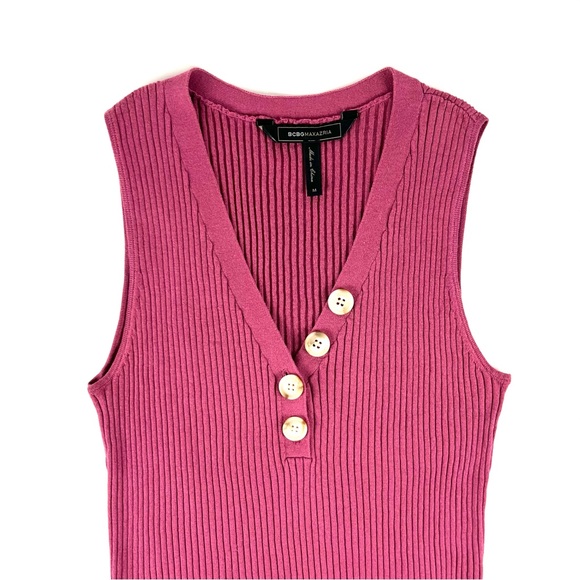 BCBGMAXAZRIA Ribbed Knit Violet Quartz Sleeveless Tank Top - Picture 5 of 7